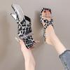 Leopard High Heels Shoes Women Sandals Party Pointed Toe Dress Shoes Summer Slippers 2024 Designer Mules New Female Pumps Slides