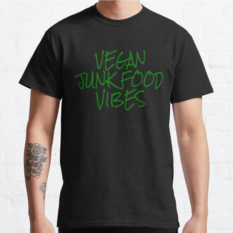 Plus Size S-3XL Vegan Junk Food Vibes Veganism Plant Based Printed T-shirt Men's Tops Fashion Clothes Tees