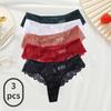 3 Pieces Lot Women's Sexy Lace Panties Lace Thongs Lingerie Intimates Woman Designed Tangas Big Size