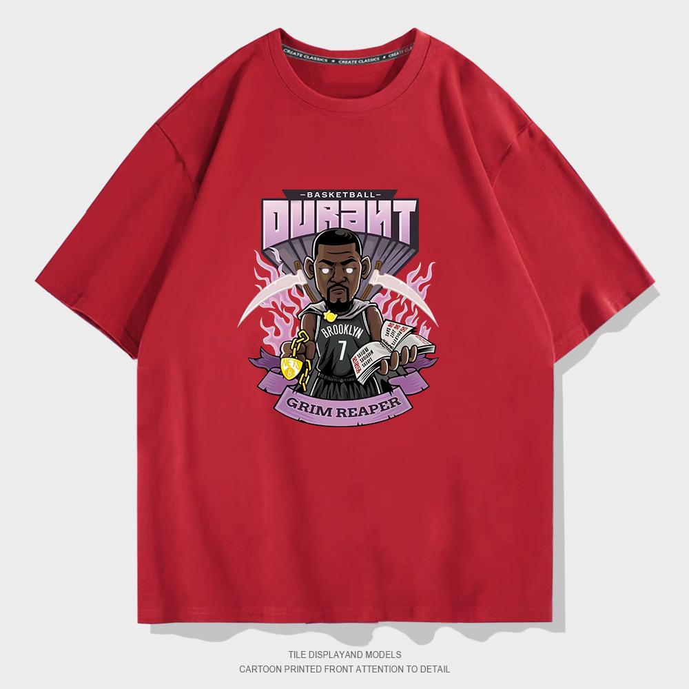 2022 Summer Nets Durant Basketball Training T-Shirt Men's Cotton Loose Large Size Casual Short Sleeves