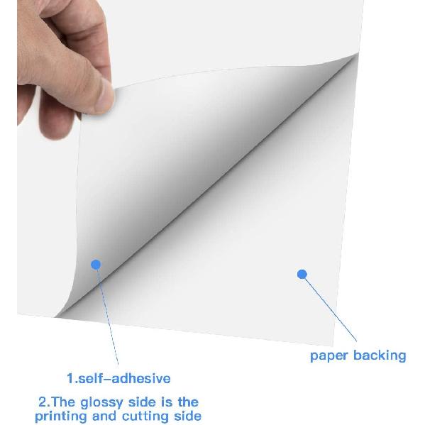 Printable Vinyl Sticker Paper for Inkjet Printer - 8.5"x11" 20 Sheets - Glossy White Printable Vinyl Sheets by JANDJPACKAGING