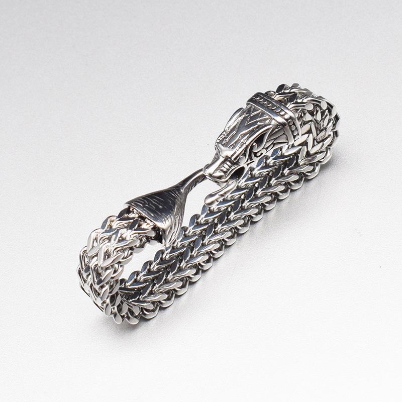 Скандинавский новый мужской браслет с головой волка викингов из нержавеющей стали, индивидуальный двухрядный браслет в стиле хип-хоп