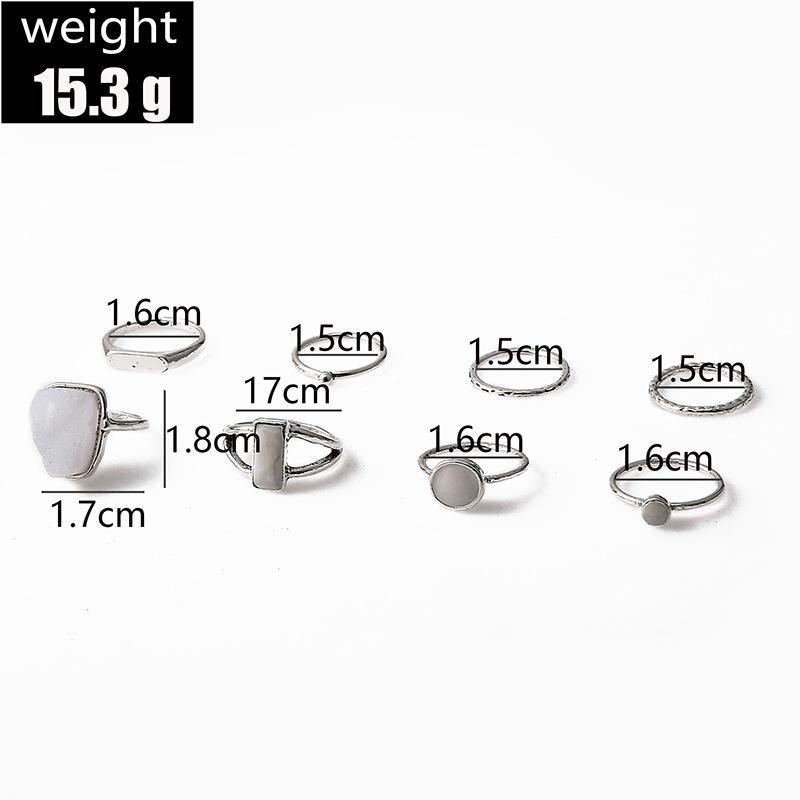 Vintage Antique Silver Color Rings Sets Colorful Opal Crystal Stone Carve for Women Men Bohemian Jewelry Anillos