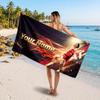 Cristiano Ronaldo Custom Beach Towel, Personalized Name Text Print, Football Logo Soft Quick‑Dry Towel Holiday Gift