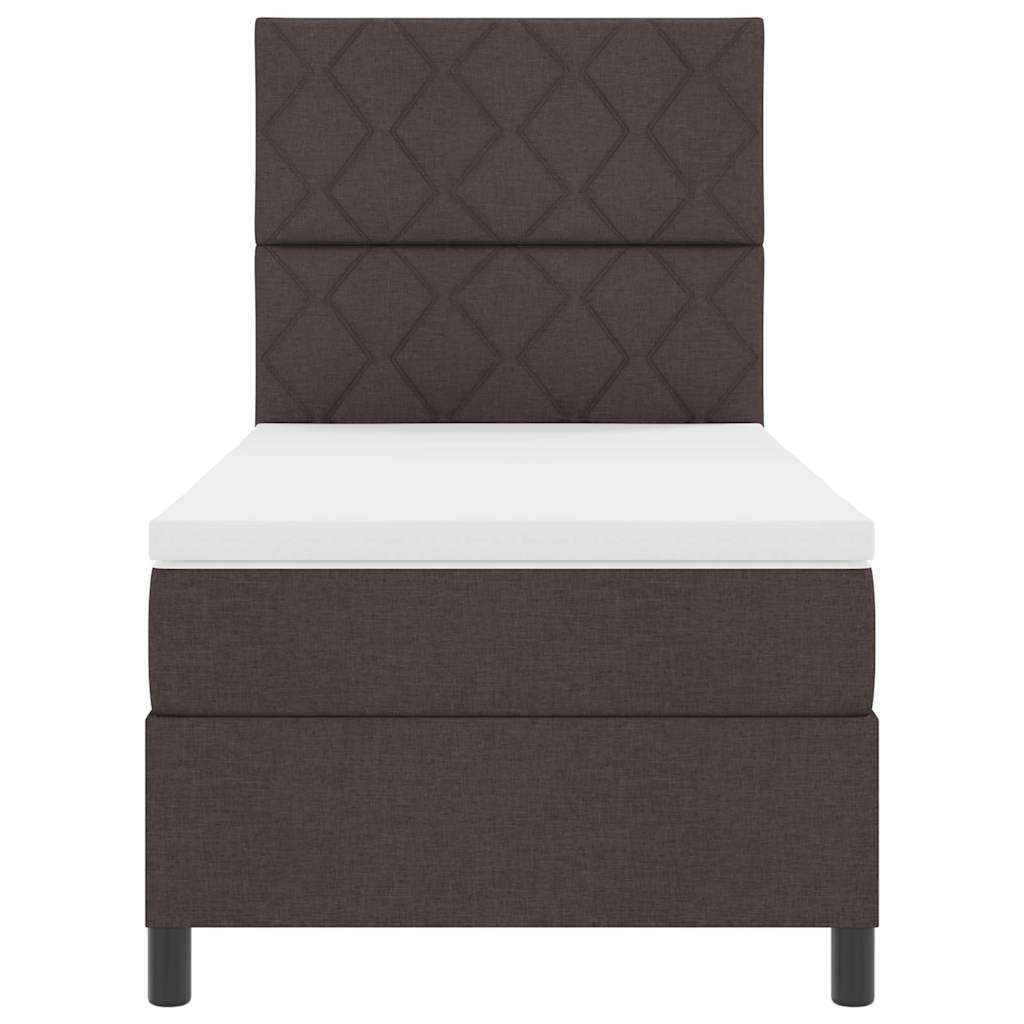 Box Spring Bed with Headboard Dark Brown 90 x 200 cm Fabric