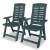 VidaXL 2 Pcs Garden Reclining Chairs Plastic Green