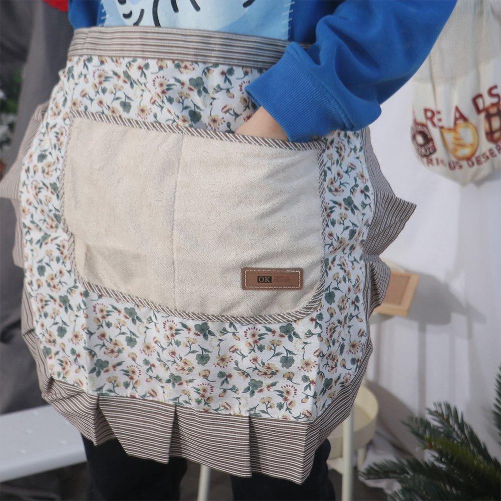 Корейский стиль цветочный фартук на талии из полиэстера кулинарный фартук для домашнего использования полуфартук для женщин