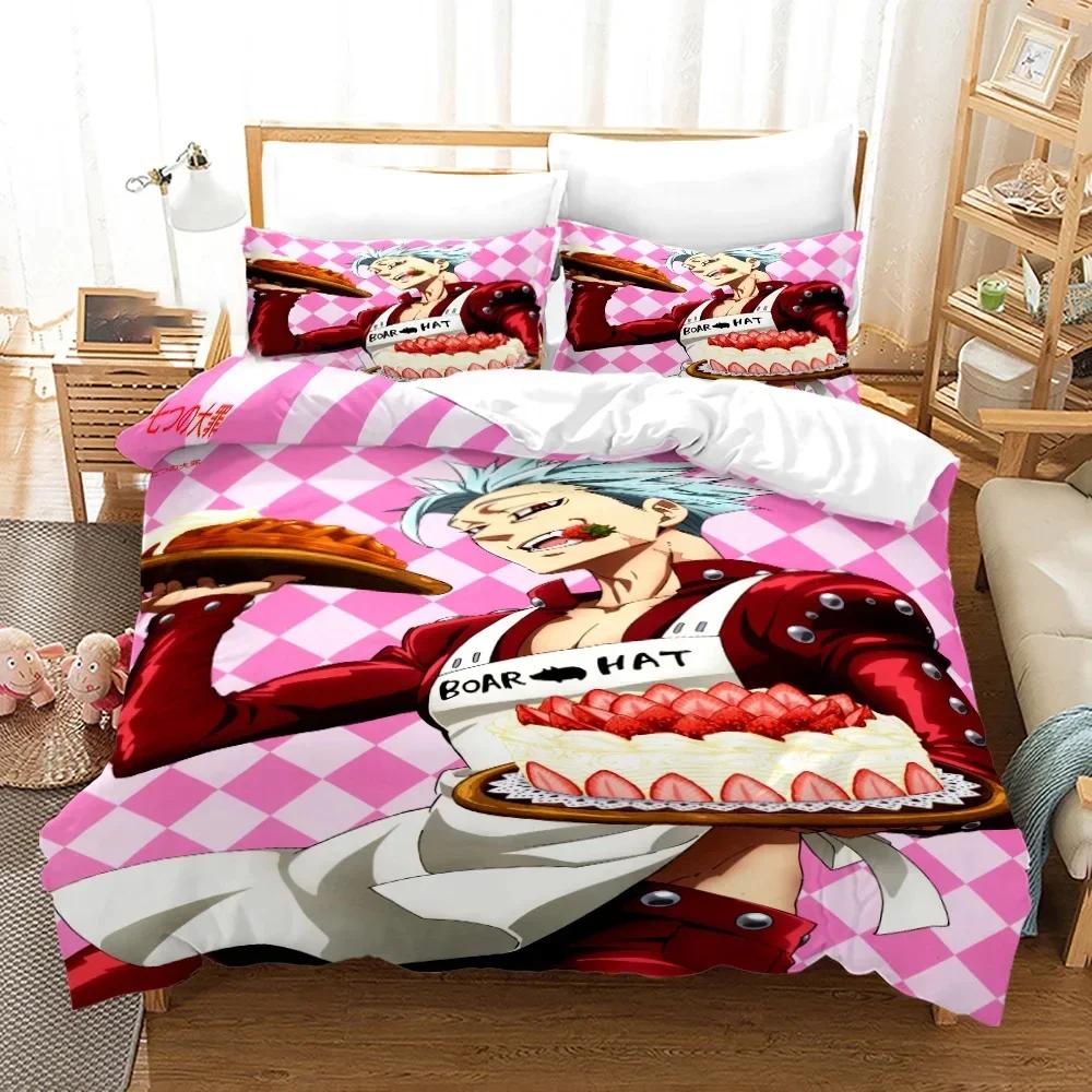 Anime The Seven Deadly Sins Bedding Collections Printed Duvet Cover Bedding Collection Comfortable Breathable Comforter Bed Collection Home Textiles