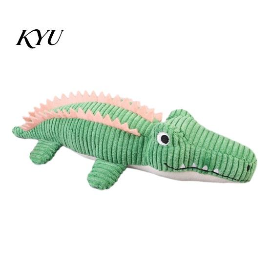 Aggressive Chewers Toys for Dogs Corduroy Crocodile Dog Toy, Squeaky Plush Chew Soft Teeth Grinding Boredom Relief Stuffed Animal Small to Medium