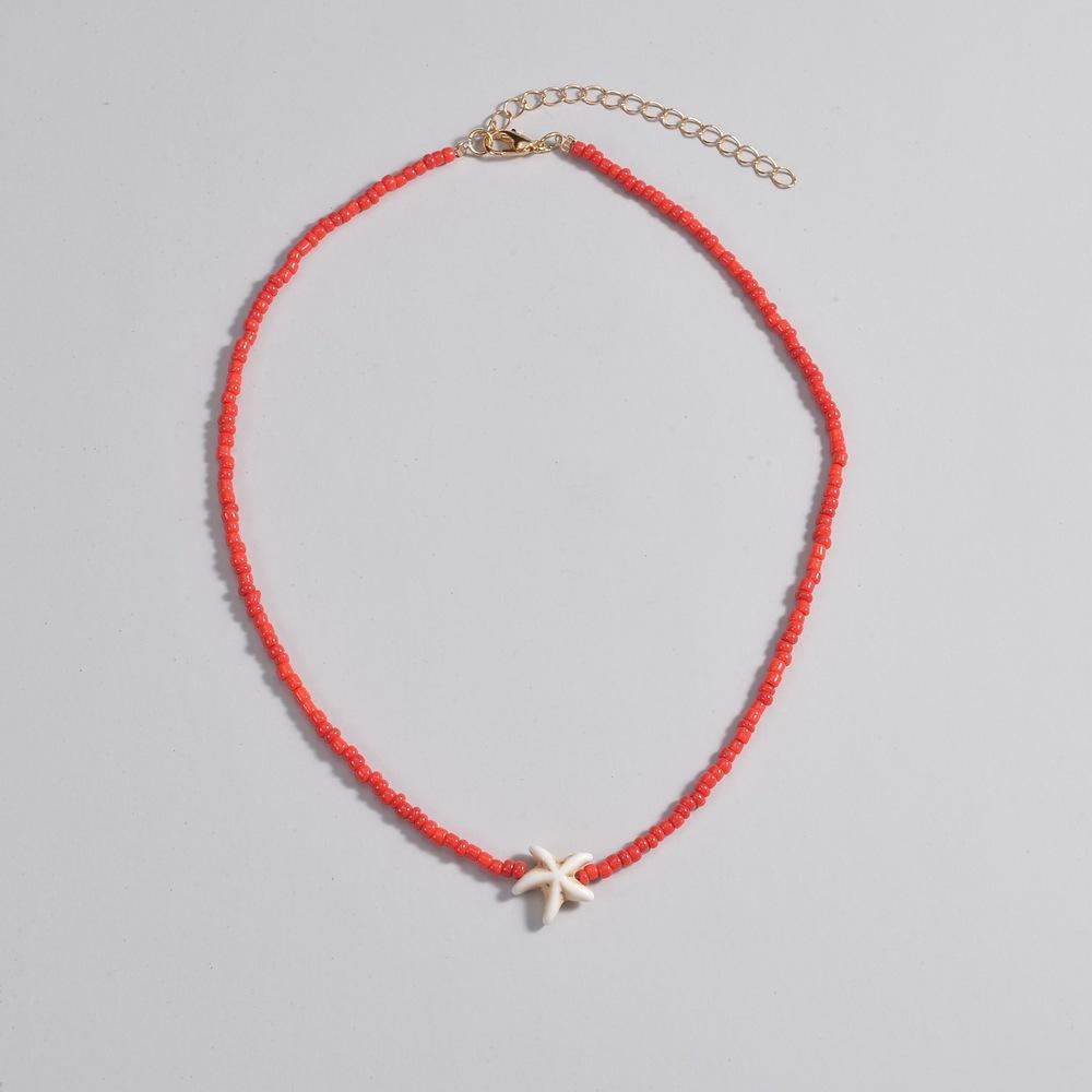 Ракушка морская звезда Женское короткое ожерелье летний праздничный подарок ручной работы колье бисер шея украшения белый