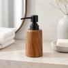 Walnut Wood Pump Dispenser Bottle Refillable Wooden Pump Bottle with Side Nozzle for Bathroom, Kitchen