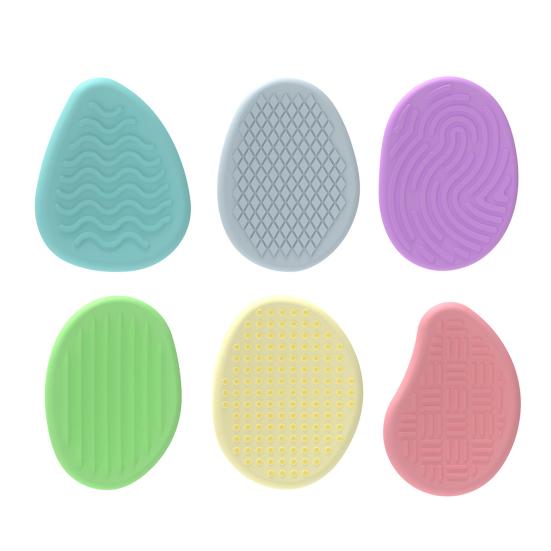 6/12Pcs Silicone Sensory Stone Toy Anxiety Stress Relief Portable Travel Calming Fidget Stone Textured Worry Stone Toy Kids Teens Adults Gift