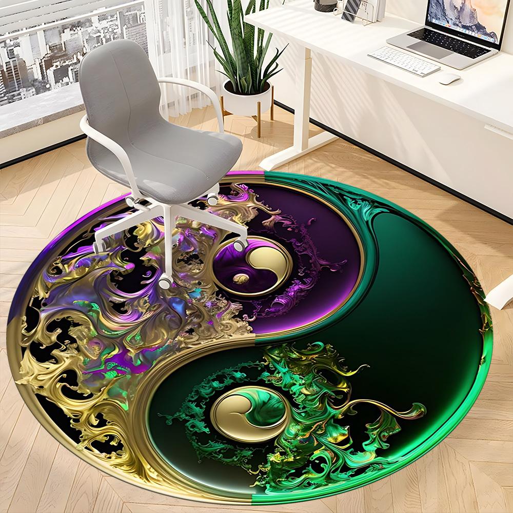 1pc Yin Yang Symbol Chair Carpet for Office, Soft Flannel Throw Mat, Perfect for Office,Holiday Party Decoration Choice yy251113187