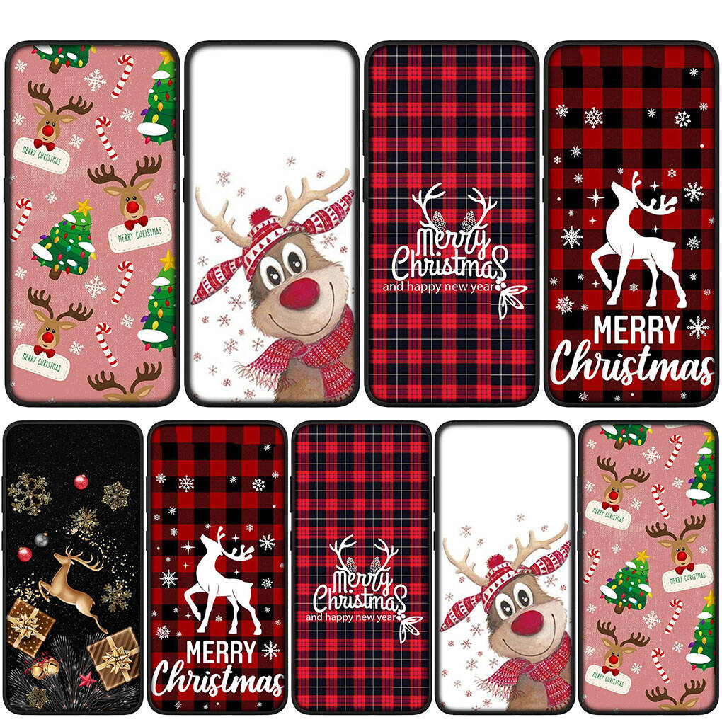 Чехол для iPhone 17 16 15 Xiaomi Poco Redmi Note 14 13 12 11 Pro Max 9 16e Samsung Galaxy S25 S24 S23 OPPO Huawei С Рождеством Олень Чехол для телефона