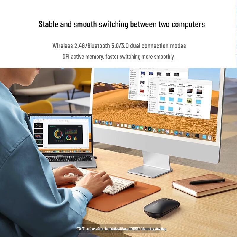 Бесшумная беспроводная Bluetooth-мышь Ugreen с двумя режимами для офиса