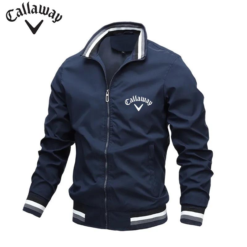Вышитая мужская куртка Callaway Plus-size на молнии, сезонная, высококачественная, для бизнеса, отдыха, спорта на открытом воздухе, куртка для гольфа
