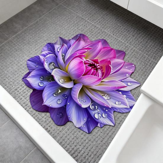 Цветочный коврик для пола Нескользящий Впитывающий коврик для ванной Декоративный 3D Реалистичный узор Цветочный коврик для гостиной Ванной Кухни