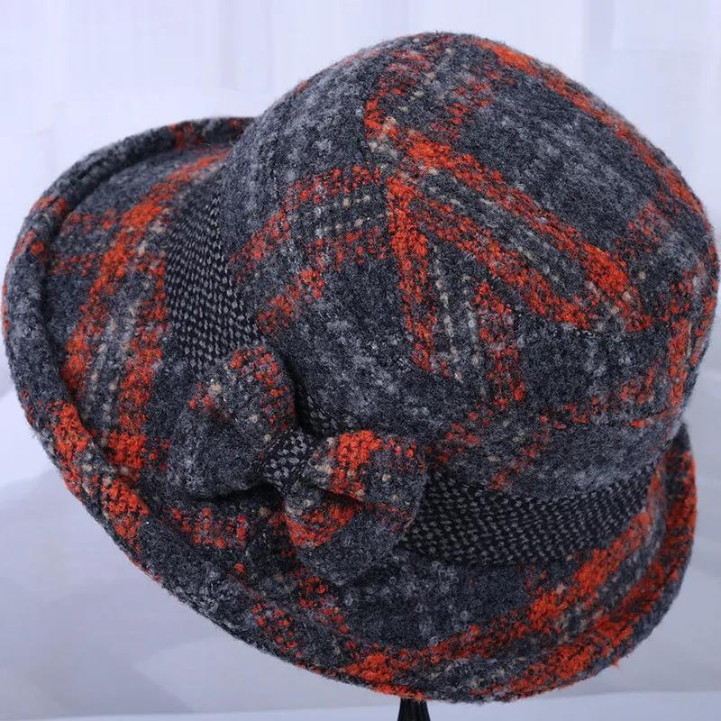 Hat Women's Fashion All-match Autumn and Winter Middle-aged and Elderly Big Mother Basin Hat Elderly Hat