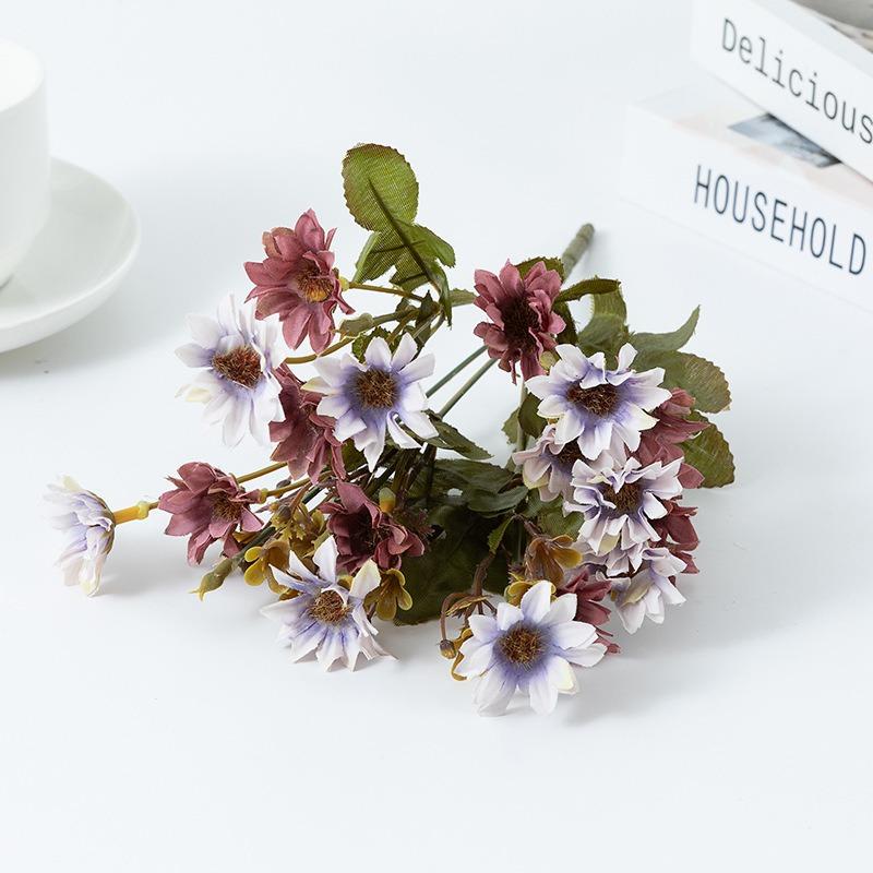 4 букета ромашки искусственные цветы искусственный шелк ромашки поддельные цветочные композиции свадебный букет для наружного сада оконная коробка домашний декор стола