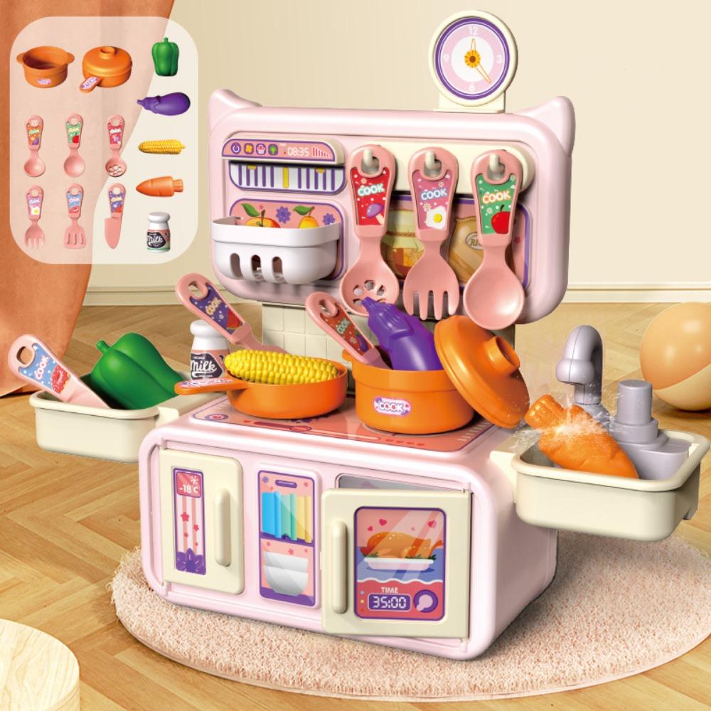 Mini Children Kitchen Toys Set Cook Food Pretend Play Role Toys Kitchen Counter Play Set Kids Gift
