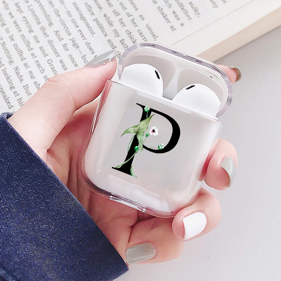 Чехол для AirPods с тропическими листьями и 26 буквами алфавита для Apple Airpods 3 Pro, защитный чехол для гарнитуры, прозрачный чехол для зарядки
