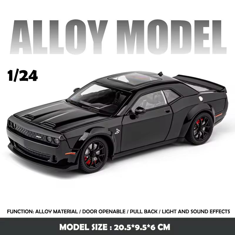 New Simualtion 1:24 Dodge Challenger Hellcat Redeye Alloy Car Model Sound and Light Children Toy Birthday Gift Miniature Voiture