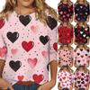 Женские топы с рукавом три четверти, рубашка на День святого Валентина, круглая горловина, свободная повседневная рубашка