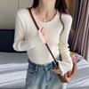 Fungus Edge Bottoming Shirt Women's New Early Autumn Inner Knitted Top Autumn and Winter Crew Neck Sweater