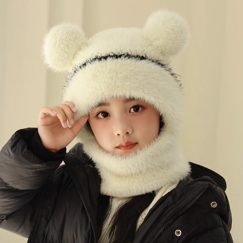 Зимняя шапка для девочек и мальчиков, шарф с капюшоном, шарфы с ушами, детские зимние шапки, балаклава, лыжная маска, утепленная шапка для лица, шарф с капюшоном, шапка с ушами для детей от 3 до 12 лет