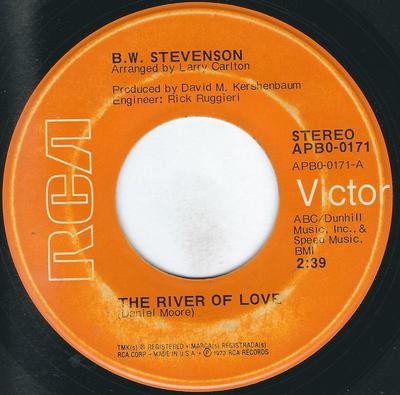 7-дюймовая пластинка Ч/Б. СТИВЕНСОН - Река любви APB00171 RCA Victor 1973 США Поп Б/У
