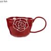 Простота Керамическая рельефная кружка с цветком Креативная большая ручка Кружка для кофе Цветочная чашка для чая Красивая бытовая чашка для воды Пара чашек