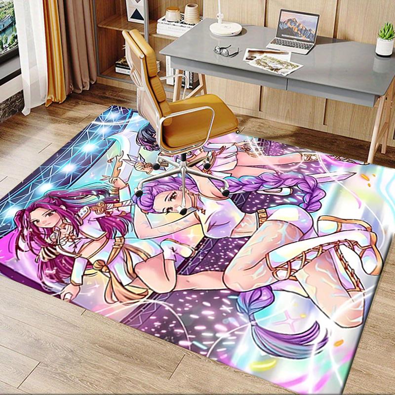 K-pop Charming Anime Girl Chair Mat: Perfect for Home Decor, Office Use, and Gifts - Enhance Your Space with Cute Anime Designs!.1236a