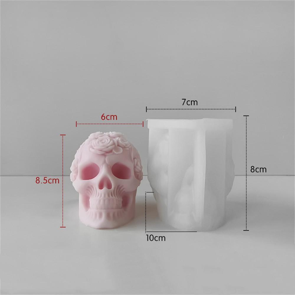 Высококачественная форма для черепа, товары для Хэллоуина, роза, цветок, череп, ароматерапия, свеча, гипс, цемент, смола, эпоксидная смола, формы