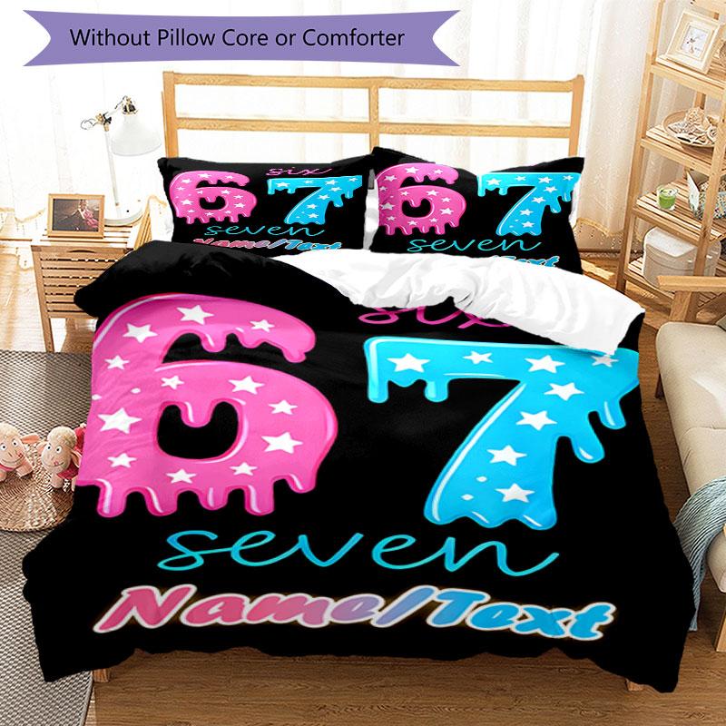3PC Custom Name "Sixty-Seven Stars Drip" Bedding Set Printed  Bedding Set Duvet Cover Closure Includes 1 Duvet Cover & 124 Pillowcases for Bedroom