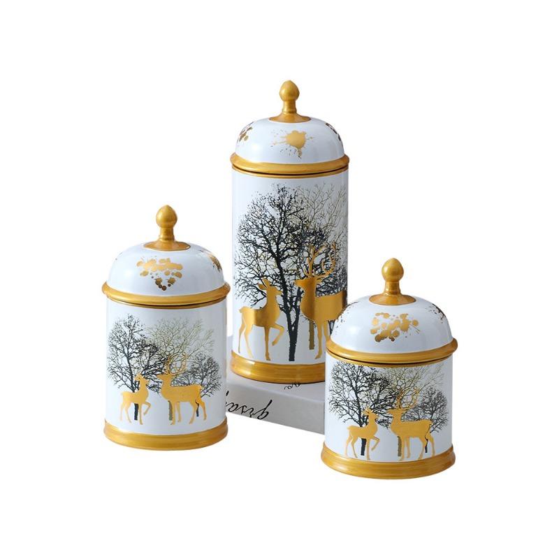 Креативный свет Роскошный керамический контейнер для хранения с крышкой, универсальная банка для кухни, конфет, закусок, чая, органайзер, европейское домашнее украшение, искусство