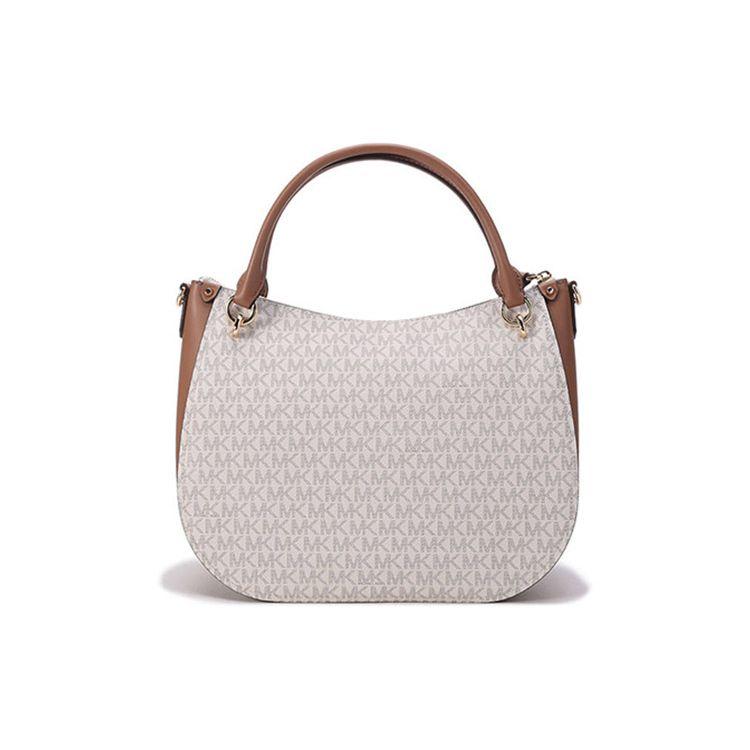Michael Kors Mk Harper Классическая кожаная сумка-тоут Женские сумки Ванильный Желудь 30H1GRPS3B-VANILLA-ACRN