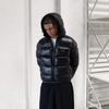 Mens Winter Hooded Puffer Jacket Thick Warm Embroidered Triangle Label Cotton Coat Daily Urban Fashion