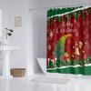 1 шт. Водонепроницаемая подвесная шторка для душа с принтом «Счастливого Рождества» и 12 крючками, разные размеры, машинная стирка