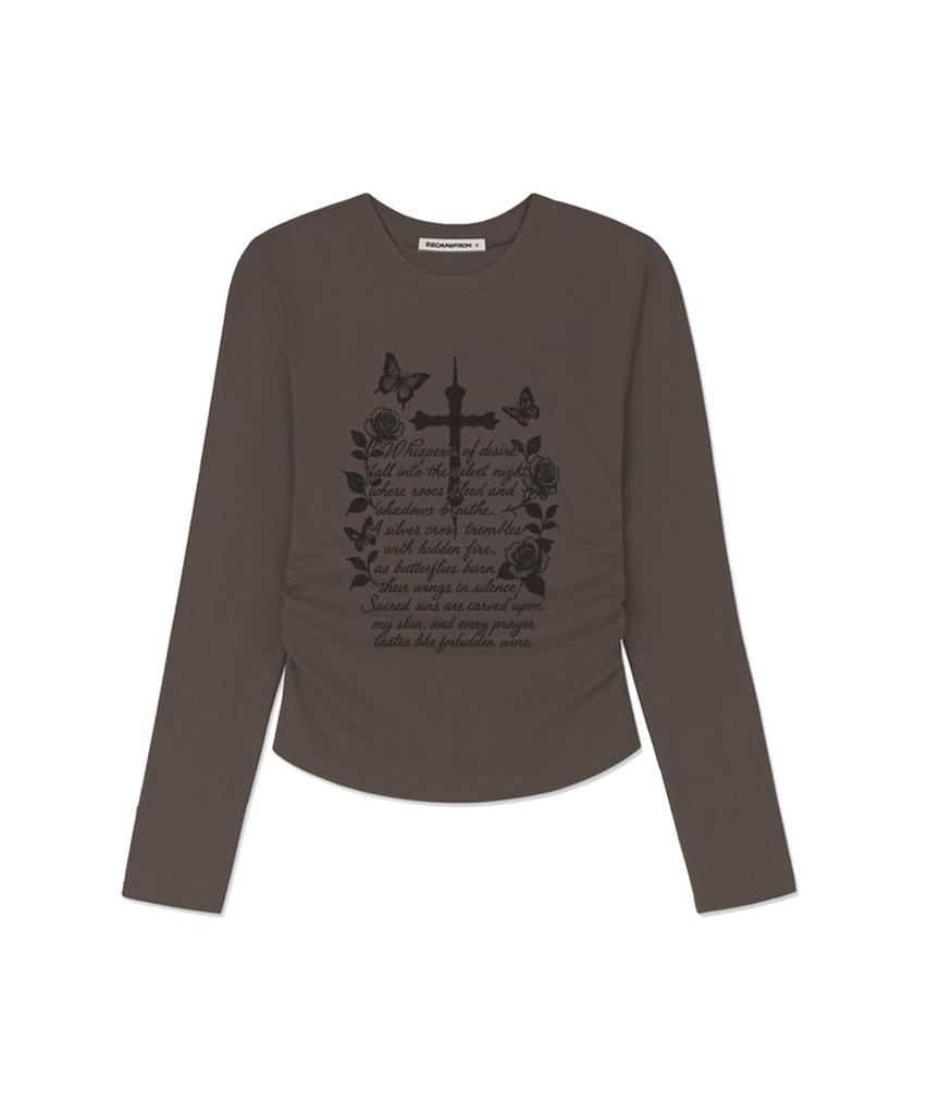 ESCAPEFROM Whisper Of Desire Print Slim Fit Shirred Long Sleeve [4 Colors]