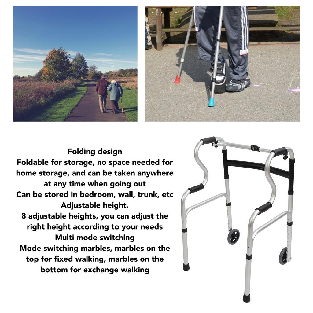 Senior Folding Walker with Arm Support 8 Levels Height Adjustable Multiple Modes Portable Folding Walker for Disabled Elderly