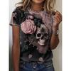 Summer Fashion Short Sleeve Women 3d Printed T-Shirt Skull Women Clothing Casual T Shirt For Men Daily Party Tops Tee