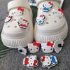 6Pcs/Set Sanrio Hello Kitty Bowknot Diy Sandal Charms Sweet Cute Cartoon Pvc Garden Shoes Buckle Accessories