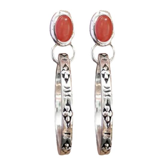 1 пара женских серег в стиле бохо, искусственная бирюза, винтажный стиль, ювелирные изделия, искусственный агат, гравировка, круглые серьги-кольца, выпускные серьги для путешествий