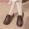 Fashion GKTINOO 100% Genuine Leather Shoes Woman Flat Shoes 2025 Large Size Autumn Shoes Comfort Soft Sole Non-slip Flats Shoes
