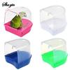 Plastic Bird Water Bath Box Bathtub Parrot For Parakeet Hanging Bowl