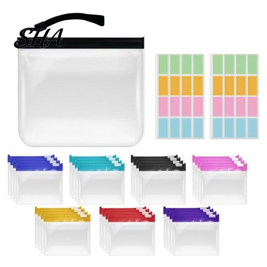 Clear Small Plastic Bags Slide Lock Bags, Thick EVA Reusable Storage with Colored Slider, Pill Pouches, for Coin Jewelry Paper Clips Candy Travel