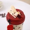 Cute 550ml Water Cup Double Drinking Large Capacity Plastic Cups Leak-proof Carrying Rope Coffee Cup Student