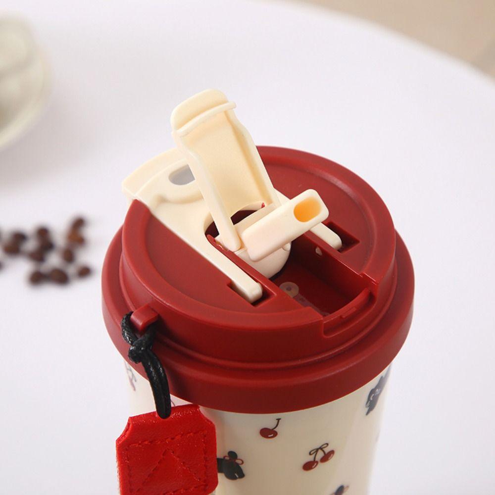 Cute 550ml Water Cup Double Drinking Large Capacity Plastic Cups Leak-proof Carrying Rope Coffee Cup Student