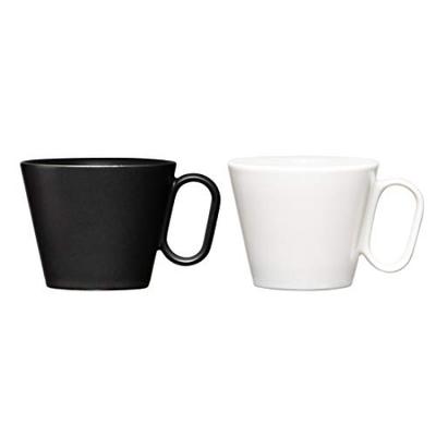 Кружки Wired Beans Eternal, Фарфор Арита и Мино, Набор из двух штук, Матовый черный и Матовый белый, 240 мл, Поставляются в подарочной коробке