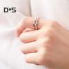 Double Layer Rhinestone Wave Ring Exquisite Hypoallergenic Open Finger Ring Birthday Christmas Jewelry Gifts for Daughter